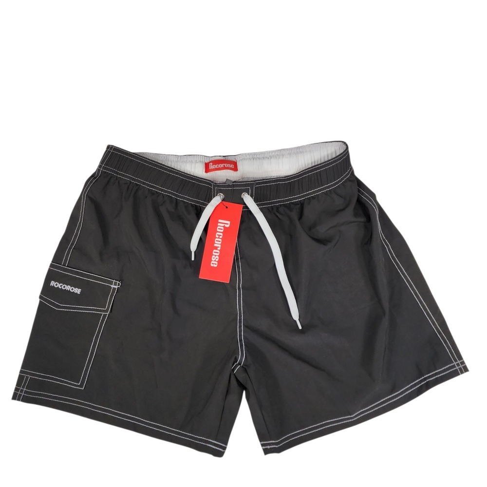 Rocorose Board Shorts‎ sz L Womens Swimsuit Black Swim Trunks Lined Swimwear NEW